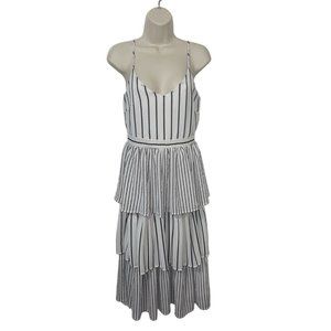 JUST ME Women's Size Small Black and Maxi Striped Tiered Maxi Dress …